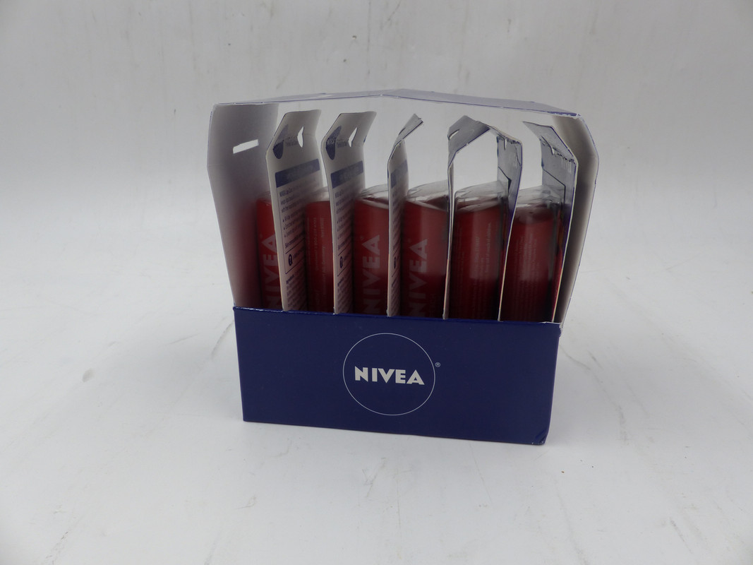 LOT OF 6 NIVEA PEACHY TINTED LIP CHAPSTICK IN A CASE OF 2