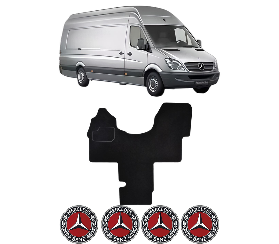 Set Covorase Presuri MERCEDES-BENZ SPRINTER 5-t Van (B906) din 2006-2018, Auto, Material Textil Mocheta, 4 Stickere auto cu MERCEDES-BENZ