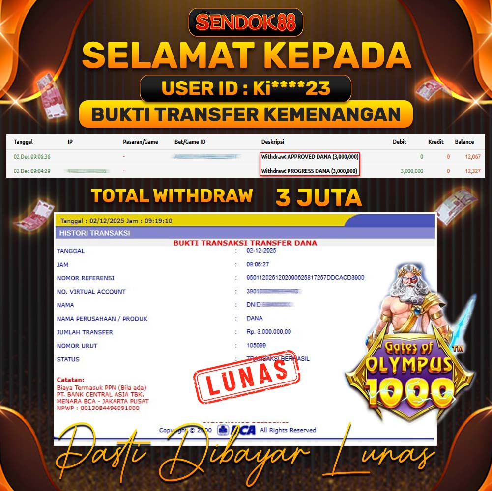 SENDOK88 JEPE! GATES OF OLYMPUS 1000 Rp 3.000.000,- LUNAS!