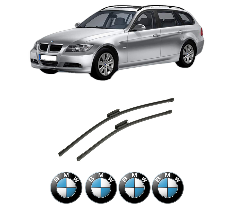 Set stergatoare auto BMW Seria 3 Touring (E91) din 2004-2012, pentru parbriz auto, 2 bucati, Bosch Aerotwin Multi, din cauciuc siliconat rezistent, 4 Stickere Auto BMW Seria