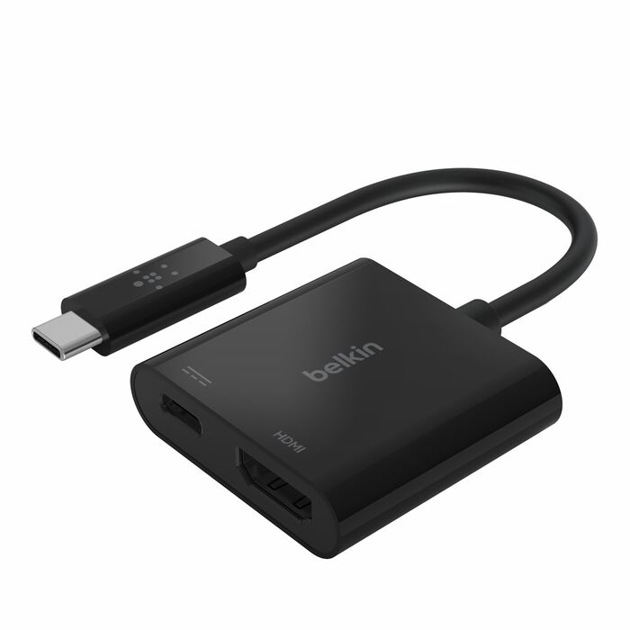 Adaptador Belkin USB-C a HDMI con puerto de carga.