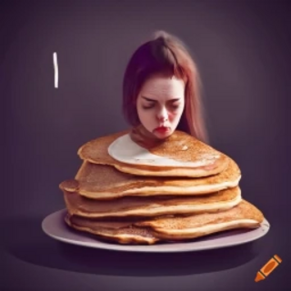 Woman made of pancakes