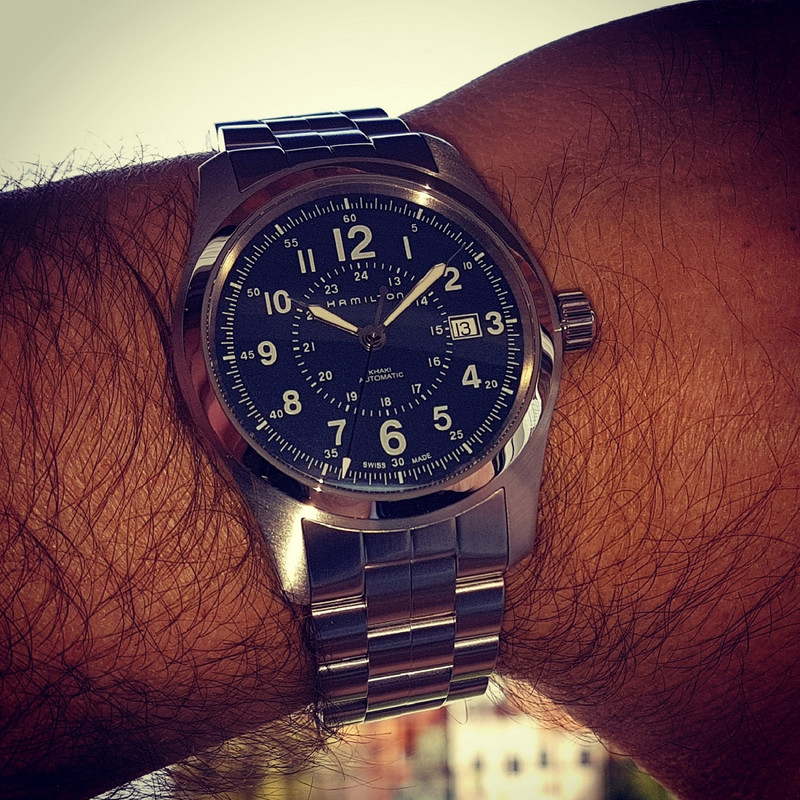 Hamilton Khaki Field Auto 42 mm 100M Blue Dial Bracelet #H706051