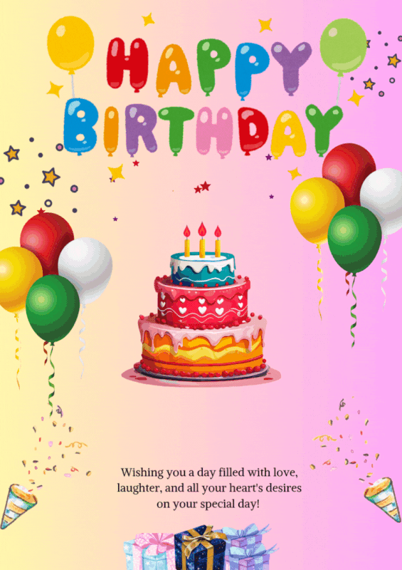 Pink and Brown Illustrative Happy Birthday A4 Document (6)