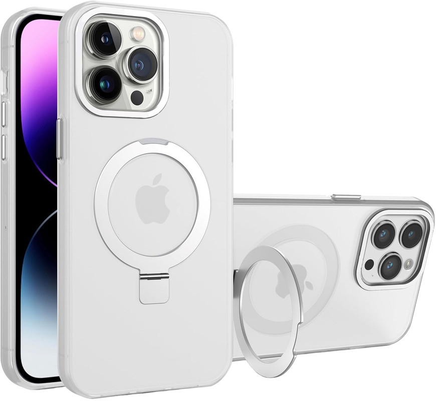 Husa pentru iPhone 15 Pro DaDen® Premium MagSafe Ring, Inel de Prindere, Incarcare Wireless, Protectie Camera, Antisoc, Fumuriu cu margini Albe 71 Jh C1 RVim L Photo Room