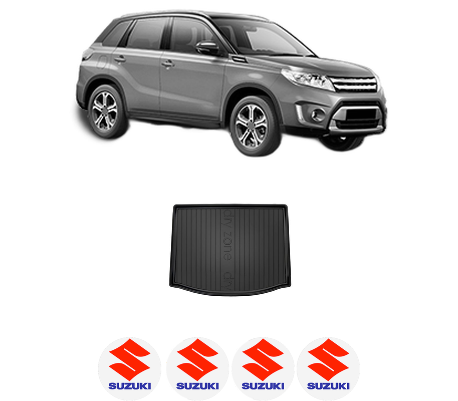 Tavita Portbagaj SUZUKI VITARA (LY) din 2015-2022, Protectie Portbagaj Auto, 4x Stickere auto cu SUZUKI