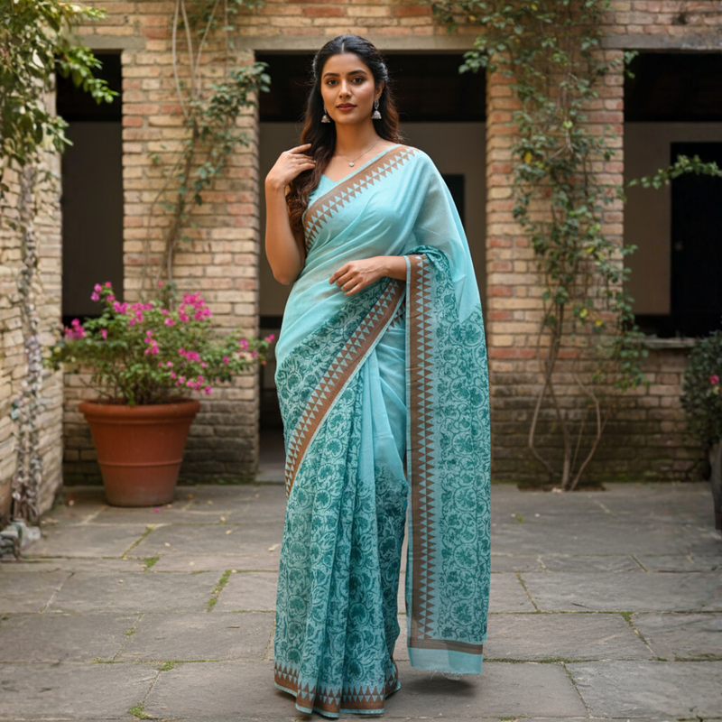 Handcrafted Chanderi Silk Saree | Luxurious, Lightweight & Traditionally Woven Design -14