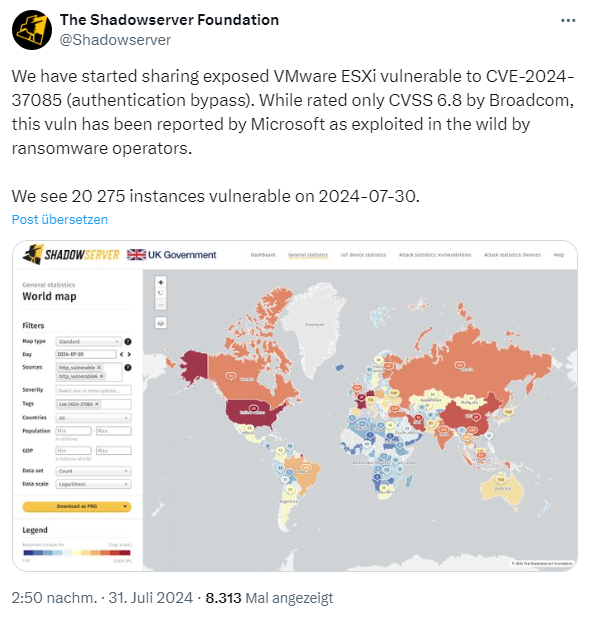  20.000 ESXi-Systeme per CVE-2024-37085 angreifbar