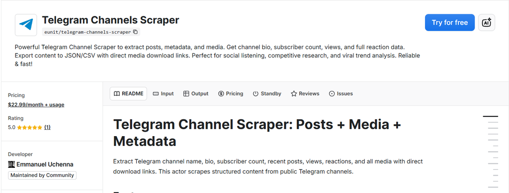 Telegram Channels Scraper