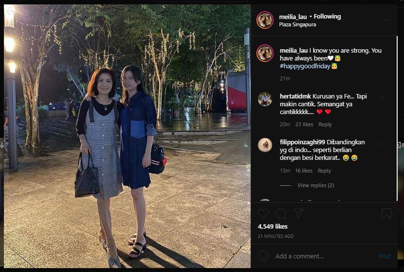 Meilia Lau juga mengunggah momen kebersamaannya dengan Felicia.
