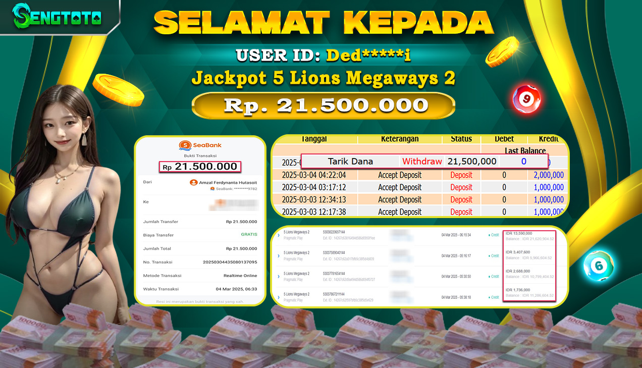 BUKTI PEMBAYARAN SLOT 5 LIONS MEGAWAYS 2