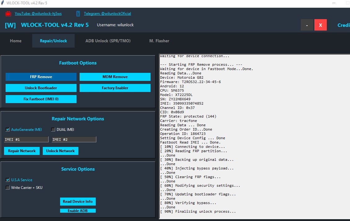 WKLOCK-TOOL en funcionamiento