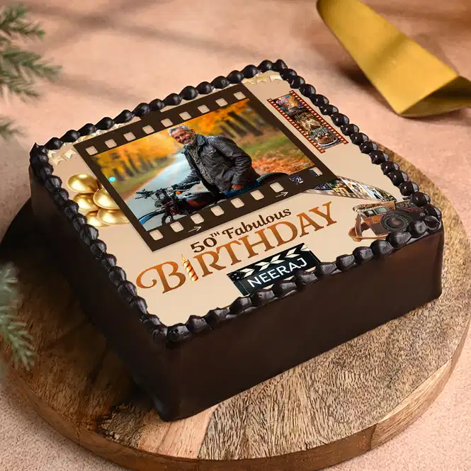 Cinematic Fiftieth Birthday Photo Cake849