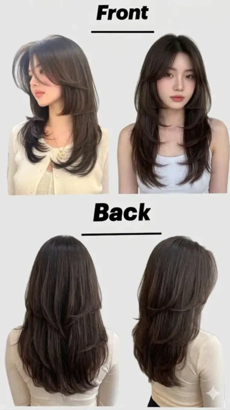 Classic step cut hairstyle for thick hair with distinct layers