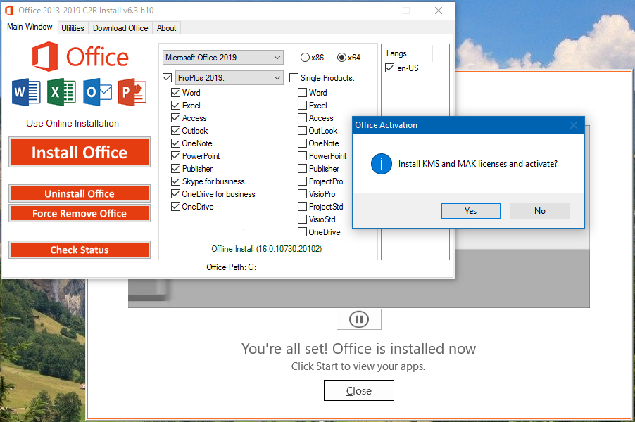 Microsoft Office 2019 Version 1808 (Build 10730.20102) RETAIL Image