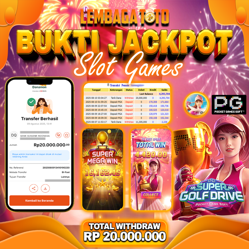 BUKTI JACKPOT 10 AGUSTUS LEMBAGATOTO SUPER GOLF DRIVE  Rp.20.000.000,- LUNAS