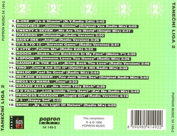 26/01/2023 - Taneční Liga 2 (CD, Compilation)(Popron Music – 54 149-2)  1996 R-768821-1386879033-9296