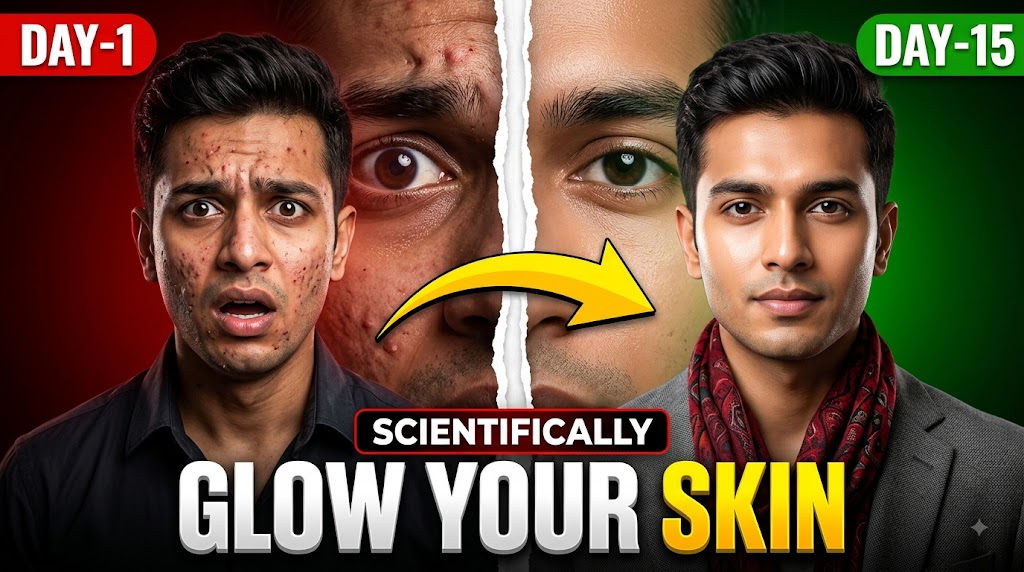 AI-generated example result for the youtube-thumbnail prompt: Skincare & Grooming YouTube Thumbnail AI Prompt #126 – Split-Screen Comparison