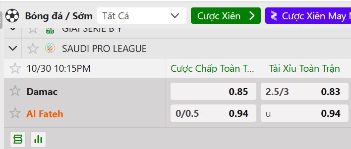 Tỷ lệ kèo Damac FC vs Al-Fateh SC