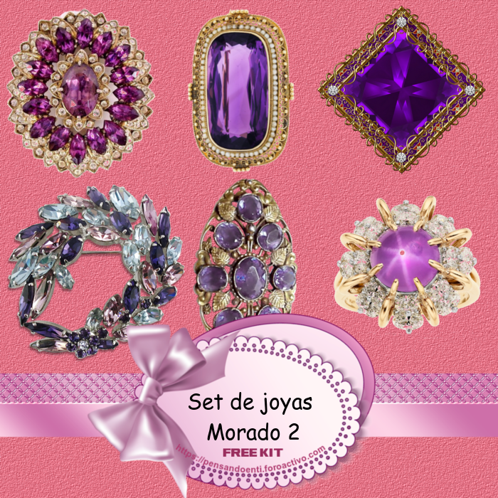 set joyas botones Morado 2 Morado-2