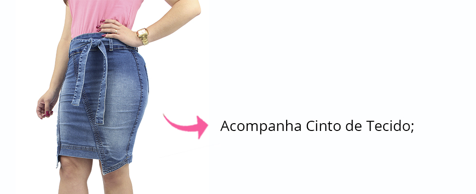 saia jeans com laço na frente