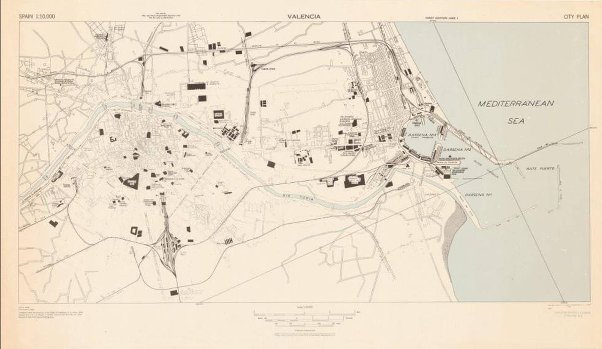 Mapa de Valencia realizado por los británicos en 1942 y conservado en la Universidad de Princeton