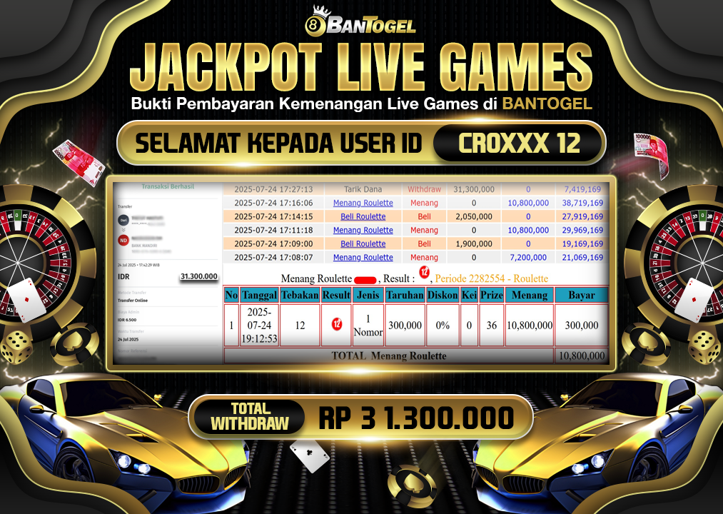 BUKTI JACKPOT LUNAS BANTOGEL