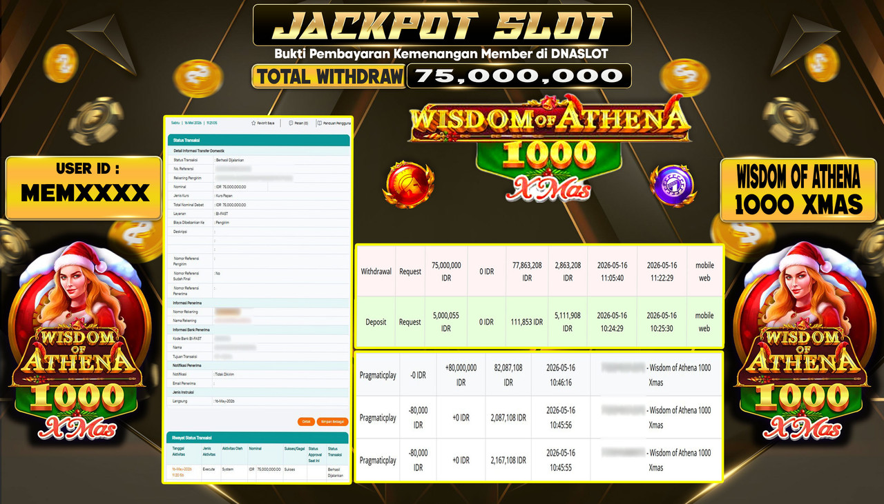 JACKPOT SLOT WISDOM OF ATHENA 1000 XMAS 16 MEI 2026