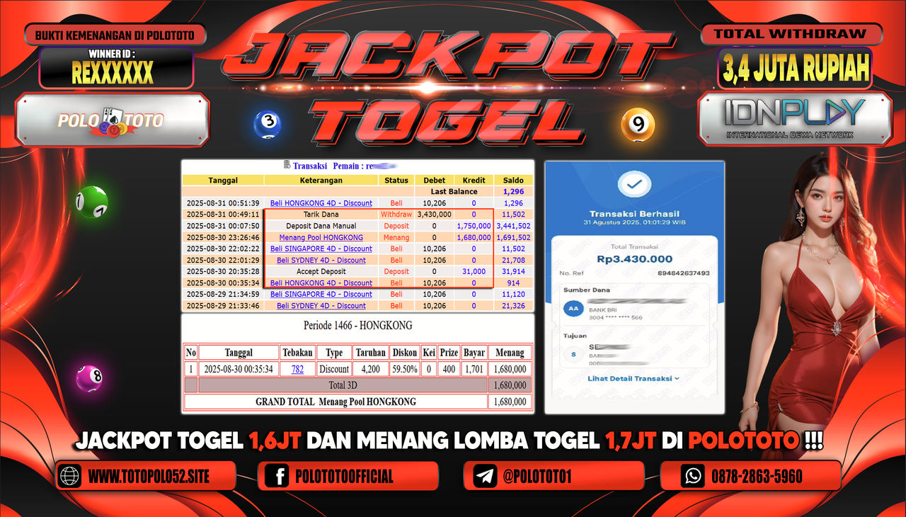 POLOTOTO JACKPOT TOGEL HONGKONG LOTTO Rp.3.430.000,-