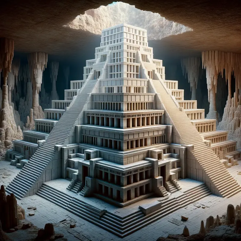 DALL·E 2024-03-27 10.29.41 - Imagine a ziggurat of 12 levels constructed with Exin Castillos pieces,