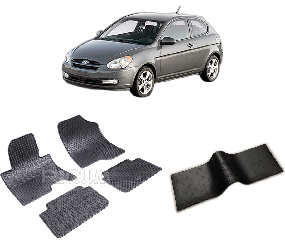 Set covorase auto HYUNDAI I30 II din 07.2012-06.2017, cu covoras tunel median, CAROSERIE COMBI, Presuri cauciuc 100%, compatibil cu autoturismul HYUNDAI I30 II, Rigum
