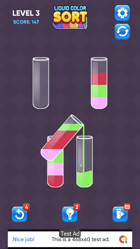 Liquid Color Sort - Puzzle Game Android Studio Project with AdMob Ads + Ready to Publish