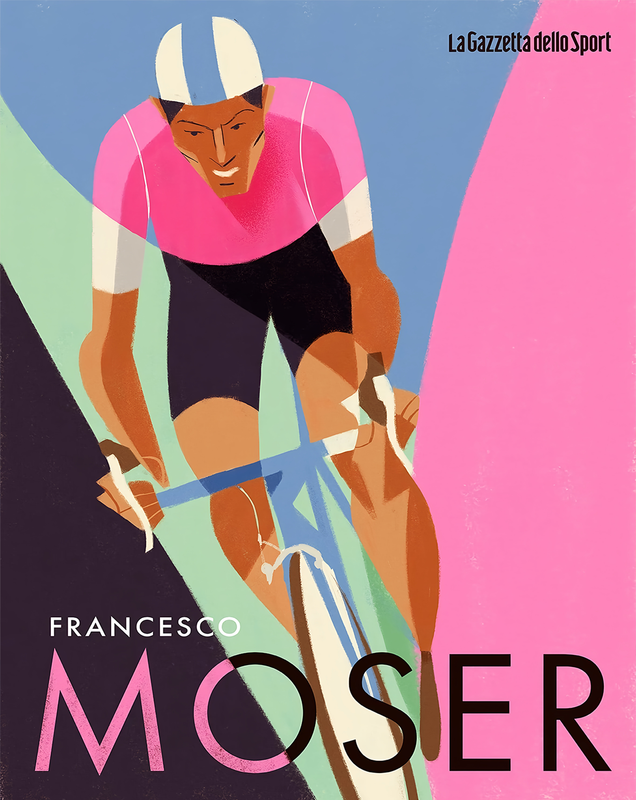 Francesco Moser Cycling La Gazzetta Poster Wall Art - 12X16/16X20/18X24