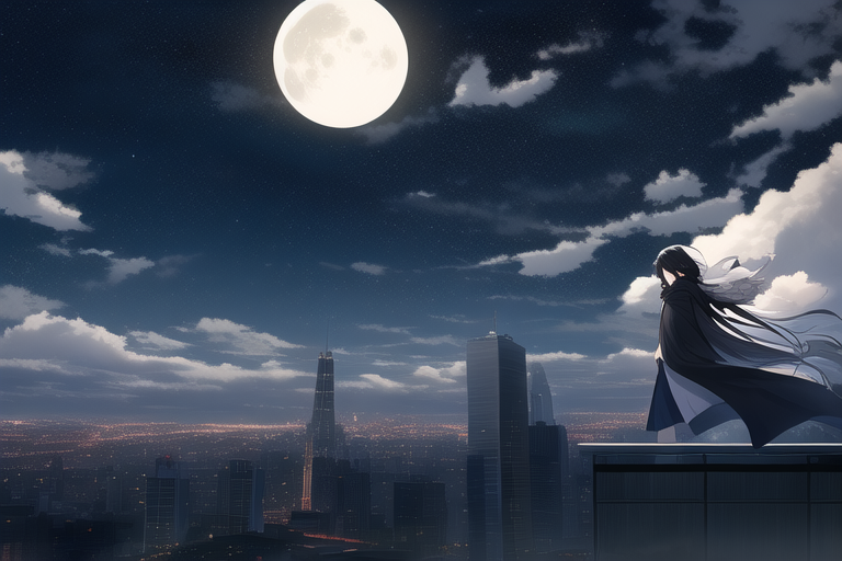 Best quality, masterpiece, illustration, {{{flying}}}, long hair, wind, night, c s-2061263021