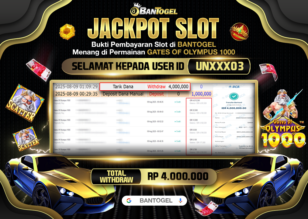 BUKTI JACKPOT LUNAS BANTOGEL