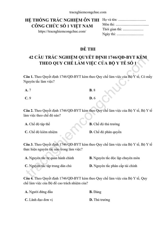 42-cau-trac-nghiem-Quyet-dinh-1746-QD-BYT-kem-theo-Quy-che-lam-viec-cua-Bo-Y-te-so-1-1