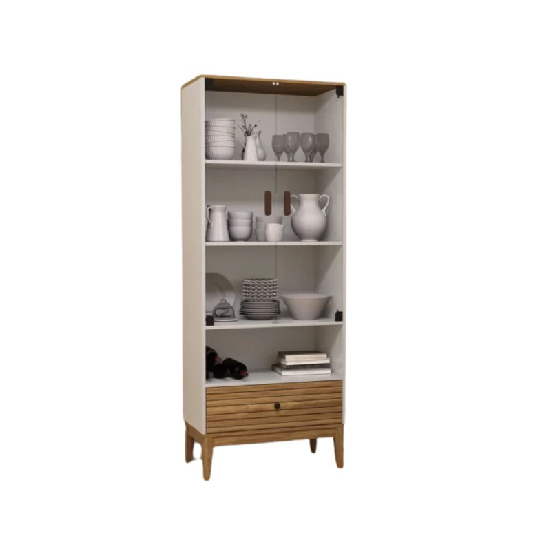 Vitrina de cristal con 2 puertas y 1 cajón