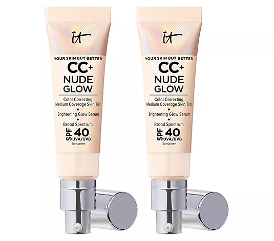 Radiant Skin for Less: 2-Pack IT Cosmetics CC+ Nude Glow SPF 40 Foundation Deal