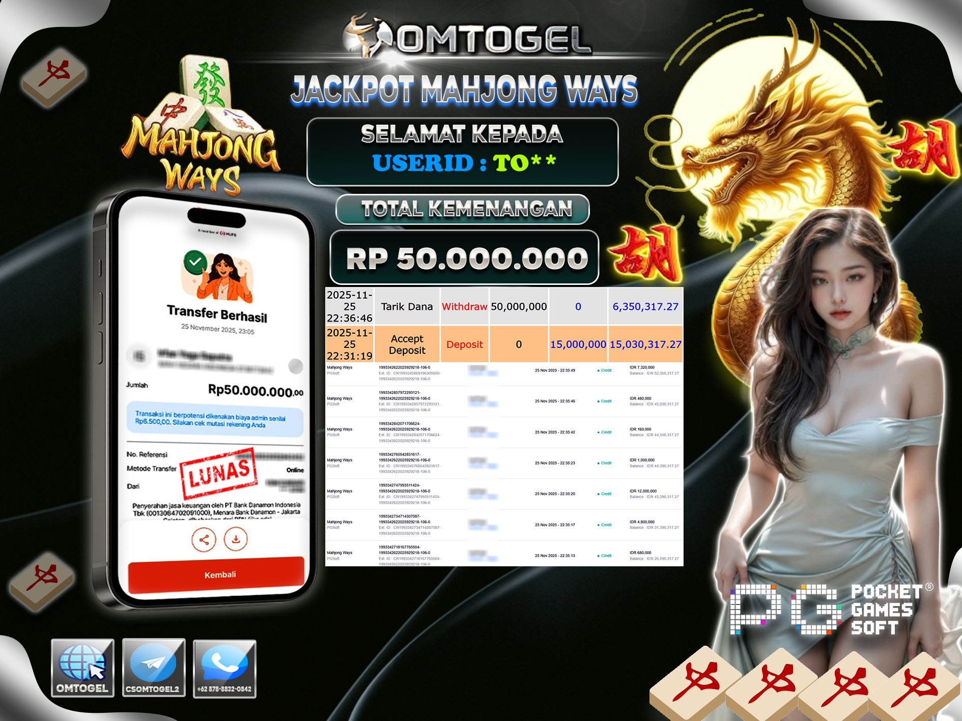 OMTOGEL JACKPOT PGSOFT MAHJONG WAYS  ,50 JUTA DI BAYAR LUNAS ,-