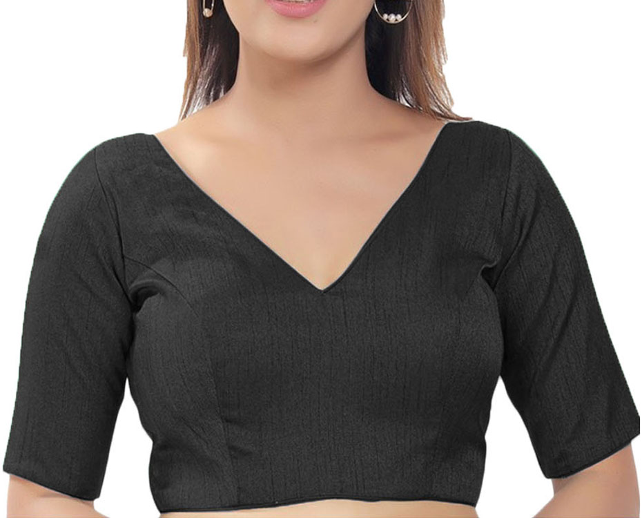 Way2Like Women Blouse Saree Readymade Designer Stiched Dupion Silk V_Neck Choli