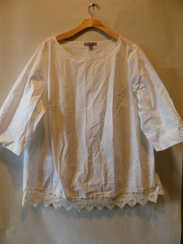 JESSICA LONDON WOMENS RELAXED FIT FLATTERING WHITE LACE TRIM BLOUSE SIZE 24W