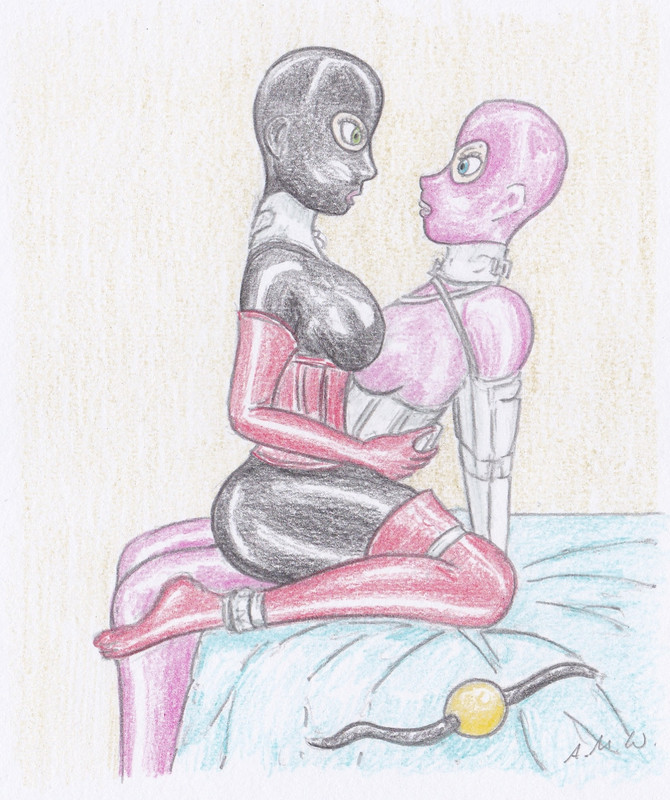 2 playful latex chicks