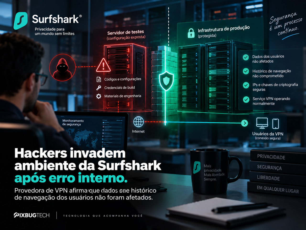 Hackers invadem ambiente da Surfshark após erro interno e o caso expõe uma ironia incômoda para empresas de VPN