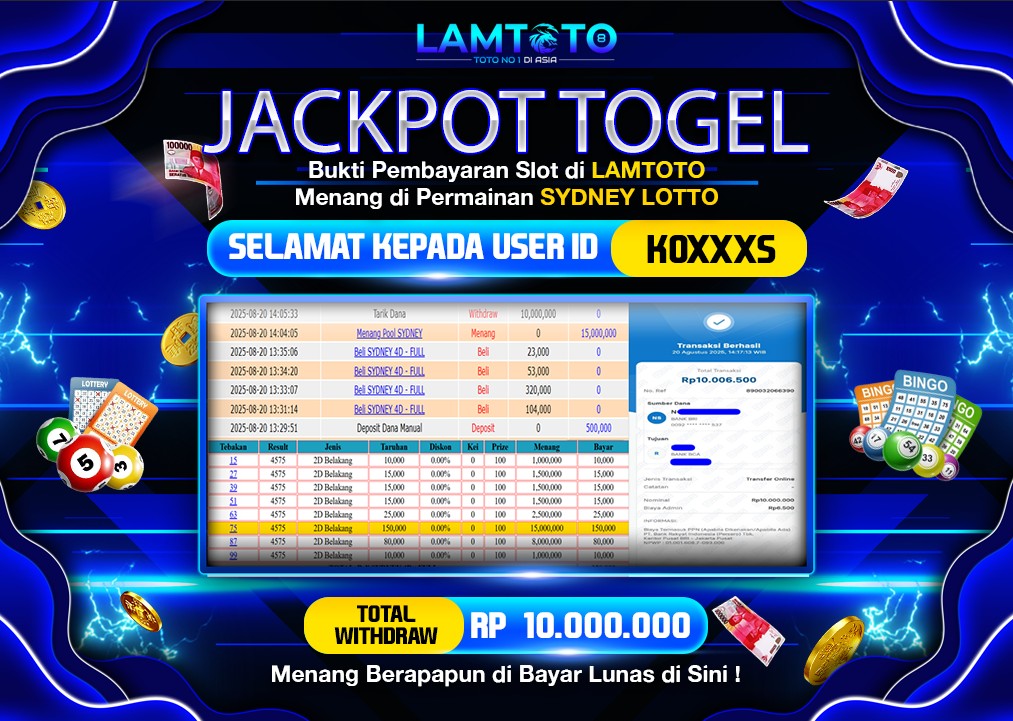 BUKTI JACKPOT LUNAS LAMTOTO