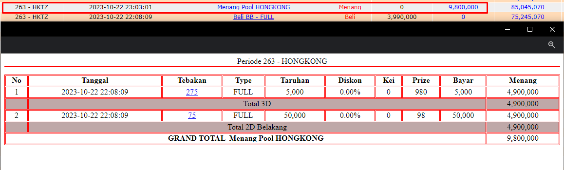 Bukti JP togel hari ini