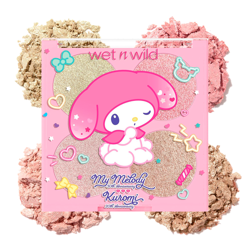 The My Melody highlighter palette from the my melody 50th anniversary and kuromi 20th anniversary collection