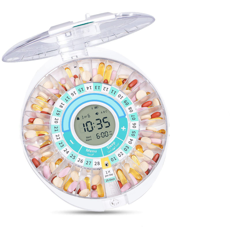 Automatic Rotating Pill Dispenser with Timer Alarm – Multi-Compartment Medication Organizer for Daily Health Management