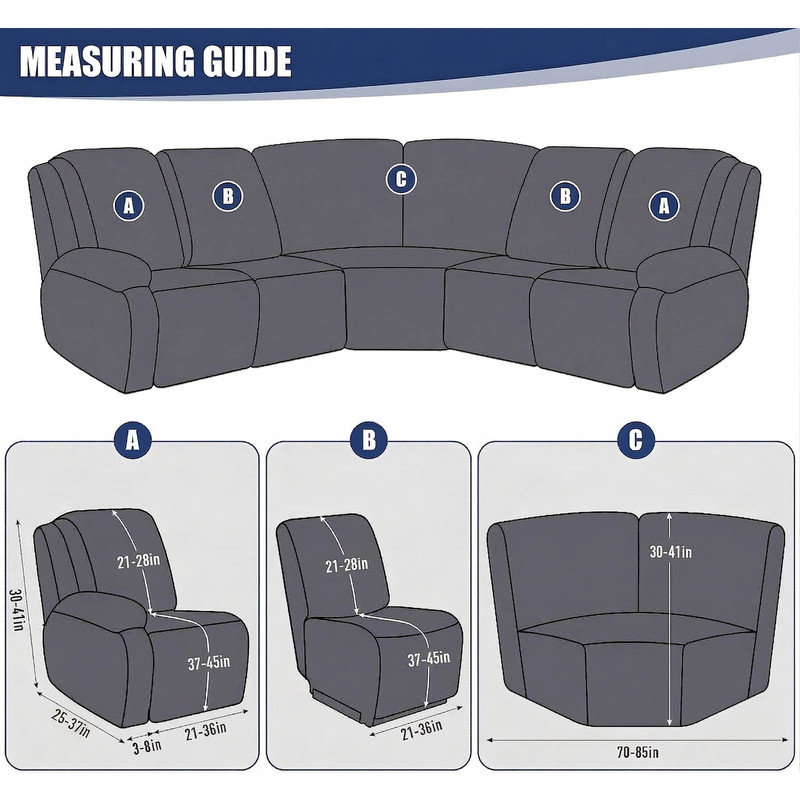 Sectional Recliner Couch Covers 5 Seat Stretch Corner Reclining Sofa Cover