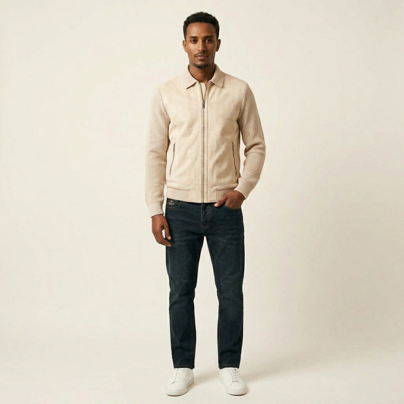 Smart casual men wear styled on a professional Ethiopian model with clean background
