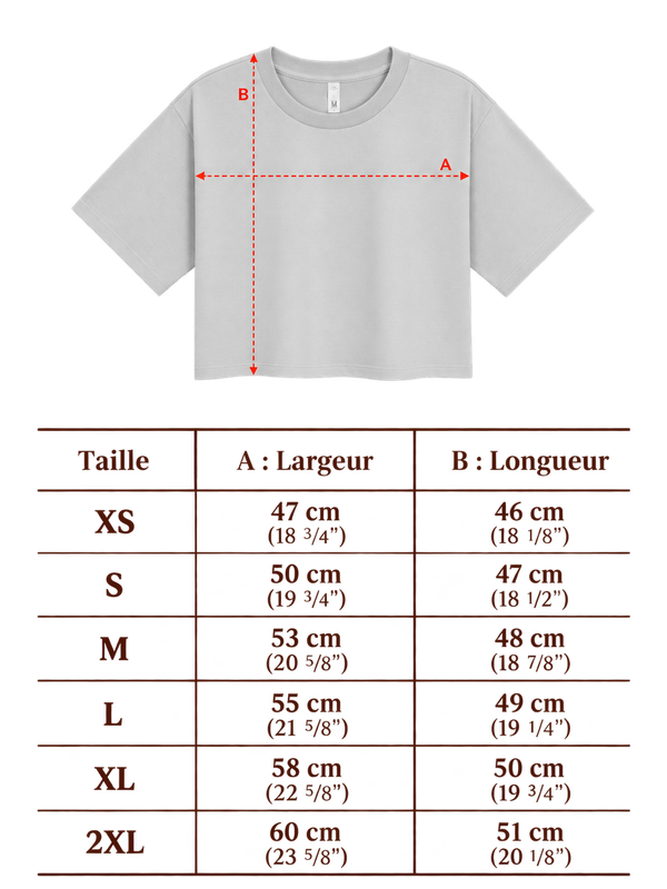 Guide des tailles du sweatshirt